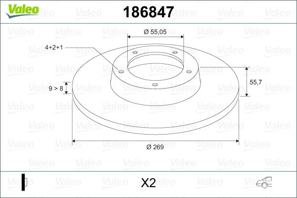 Valeo 186847 - Brake Disc www.autospares.lv