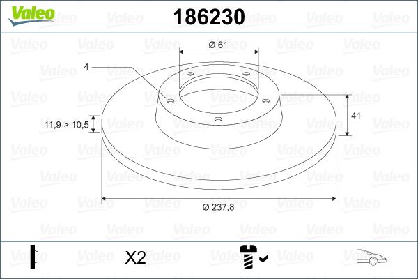 Valeo 186230 - Bremžu diski www.autospares.lv