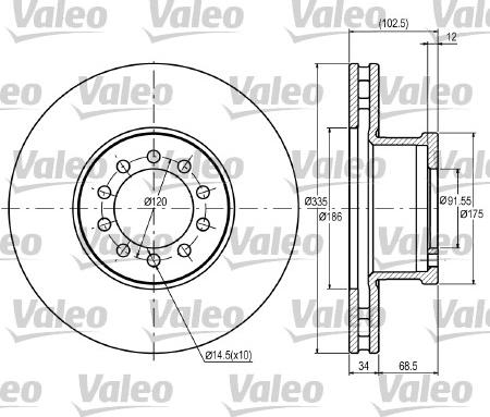 Valeo 187043 - Тормозной диск www.autospares.lv