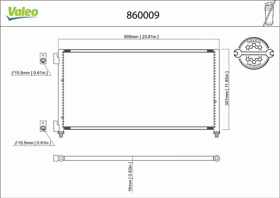 Valeo 860009 - Kondensators, Gaisa kond. sistēma www.autospares.lv