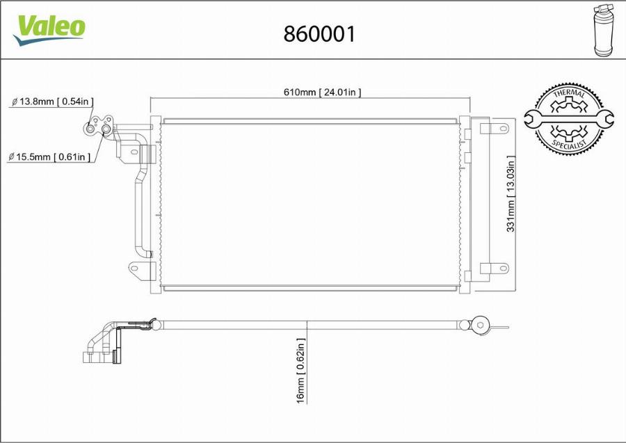 Valeo 860001 - Kondensators, Gaisa kond. sistēma www.autospares.lv