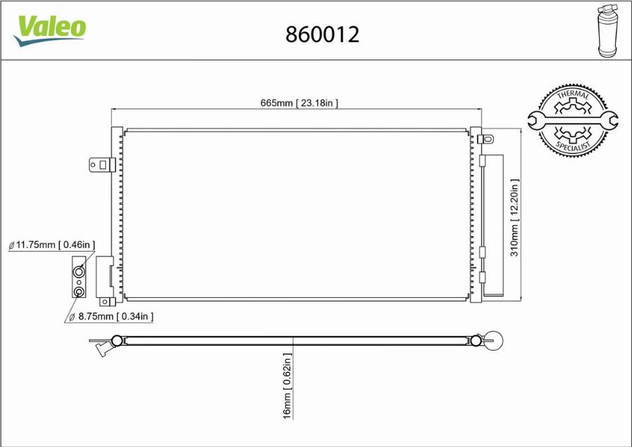 Valeo 860012 - Kondensators, Gaisa kond. sistēma www.autospares.lv