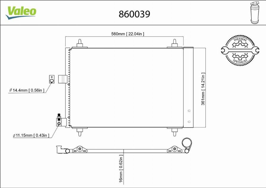 Valeo 860039 - Kondensators, Gaisa kond. sistēma www.autospares.lv