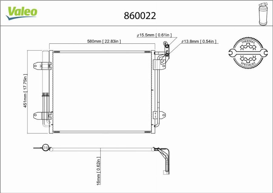 Valeo 860022 - Kondensators, Gaisa kond. sistēma www.autospares.lv