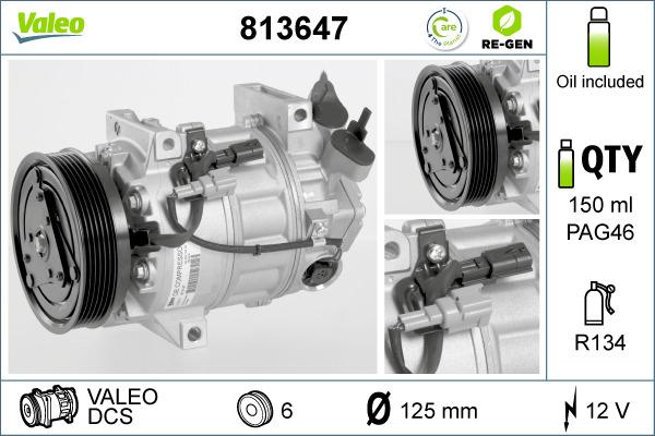 Valeo 813647 - Kompresors, Gaisa kond. sistēma www.autospares.lv