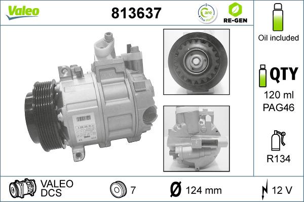 Valeo 813637 - Kompresors, Gaisa kond. sistēma autospares.lv