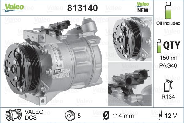 Valeo 813140 - Compressor, air conditioning www.autospares.lv