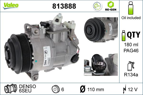 Valeo 813888 - Kompresors, Gaisa kond. sistēma autospares.lv