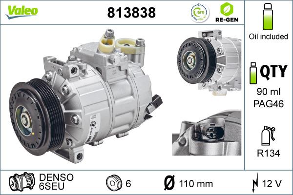 Valeo 813838 - Kompresors, Gaisa kond. sistēma autospares.lv