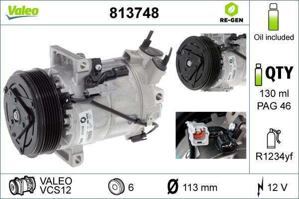 Valeo 813748 - Kompresors, Gaisa kond. sistēma autospares.lv