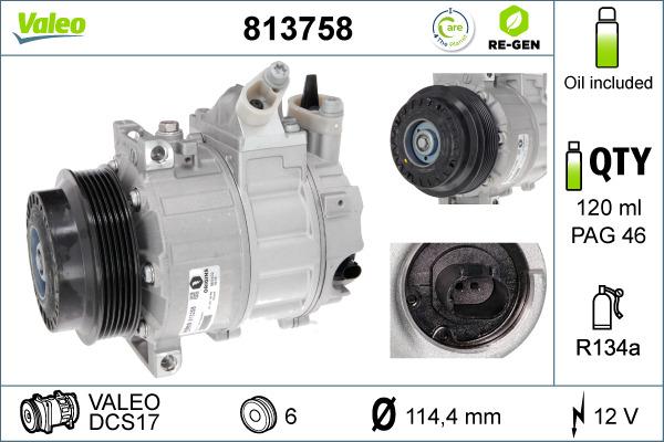 Valeo 813758 - Kompresors, Gaisa kond. sistēma autospares.lv