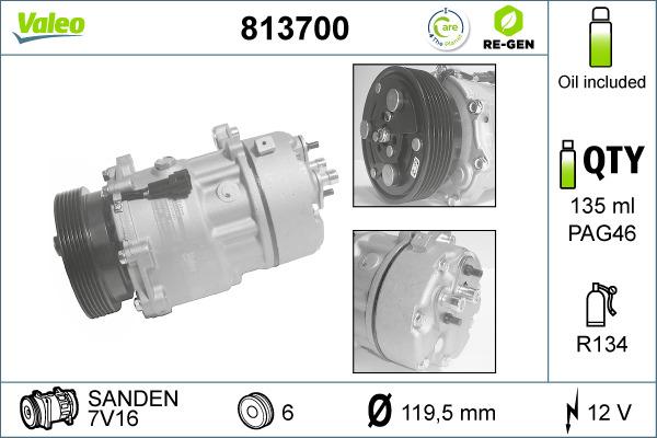 Valeo 813700 - Compressor, air conditioning www.autospares.lv