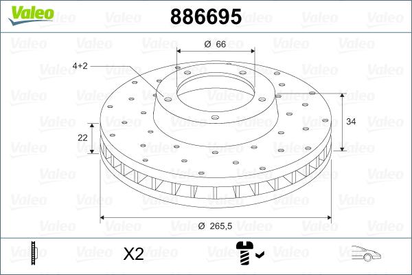 Valeo 886695 - Тормозной диск www.autospares.lv