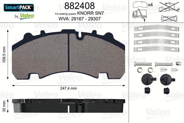 Valeo 882408 - Bremžu uzliku kompl., Disku bremzes www.autospares.lv