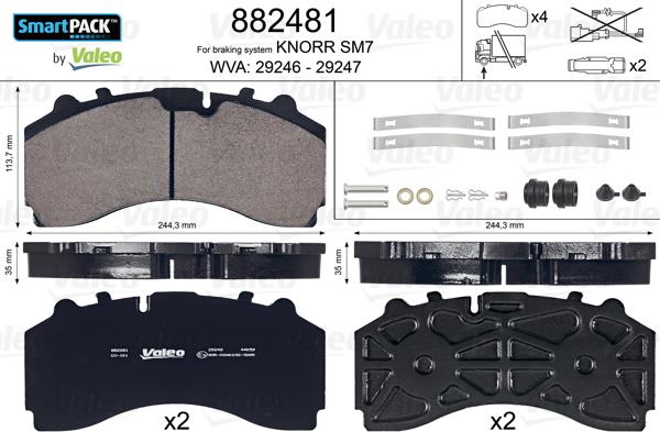 Valeo 882481 - Brake Pad Set, disc brake www.autospares.lv