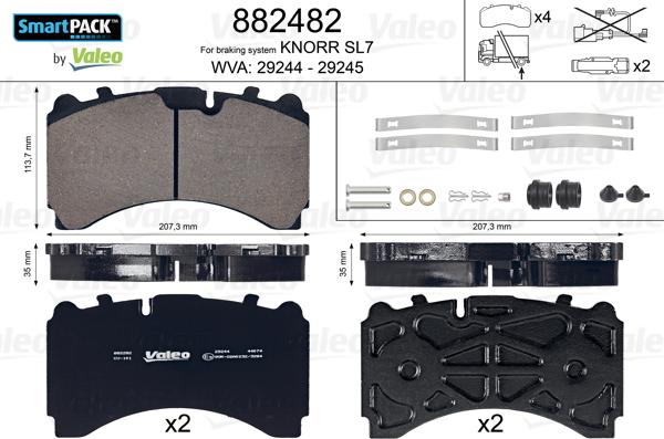 Valeo 882482 - Brake Pad Set, disc brake www.autospares.lv