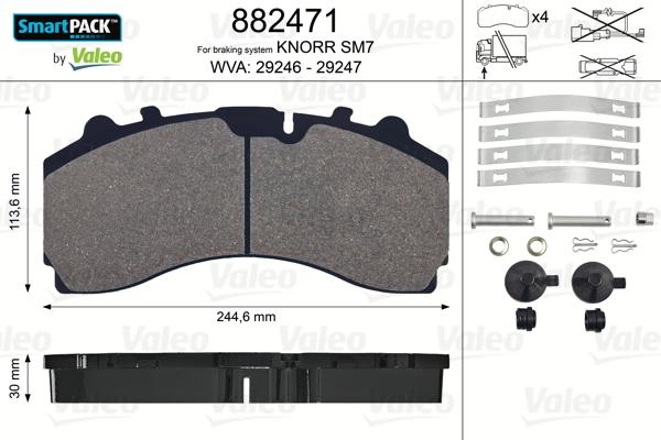 Valeo 882471 - Brake Pad Set, disc brake www.autospares.lv