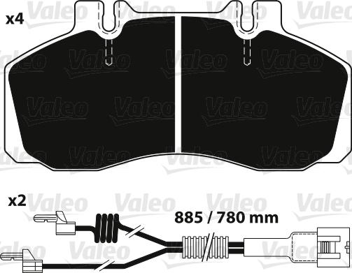 Valeo 882241 - Bremžu uzliku kompl., Disku bremzes www.autospares.lv