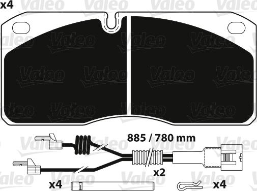 Valeo 882255 - Bremžu uzliku kompl., Disku bremzes www.autospares.lv