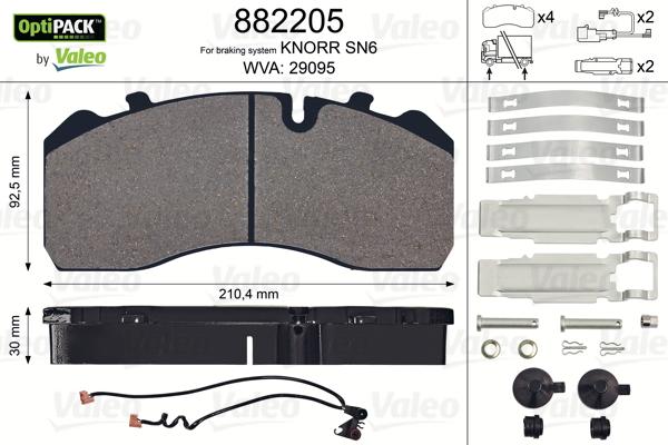 Valeo 882205 - Brake Pad Set, disc brake www.autospares.lv