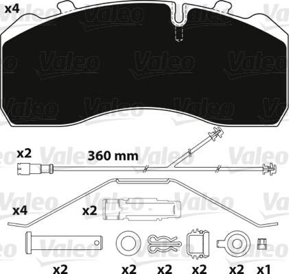 Valeo 882206 - Bremžu uzliku kompl., Disku bremzes www.autospares.lv