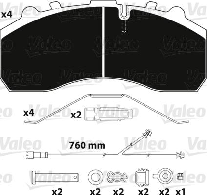 Valeo 882203 - Bremžu uzliku kompl., Disku bremzes www.autospares.lv