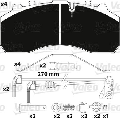 Valeo 882202 - Bremžu uzliku kompl., Disku bremzes www.autospares.lv