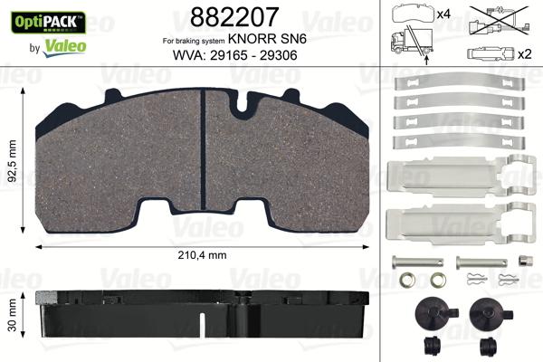 Valeo 882207 - Brake Pad Set, disc brake www.autospares.lv