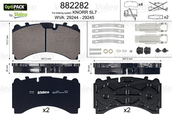 Valeo 882282 - Тормозные колодки, дисковые, комплект www.autospares.lv