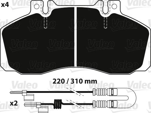 Valeo 882239 - Bremžu uzliku kompl., Disku bremzes www.autospares.lv