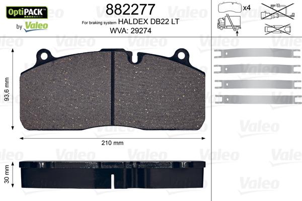 Valeo 882277 - Brake Pad Set, disc brake www.autospares.lv