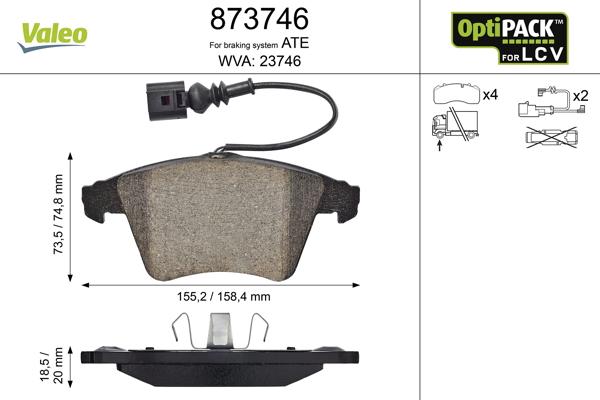 Valeo 873746 - Brake Pad Set, disc brake www.autospares.lv