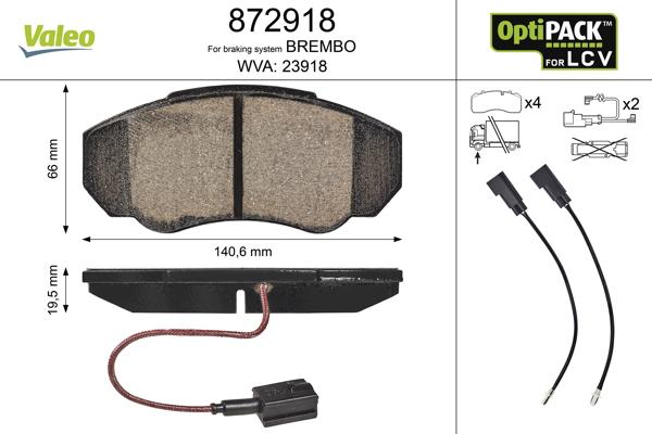 Valeo 872918 - Тормозные колодки, дисковые, комплект www.autospares.lv