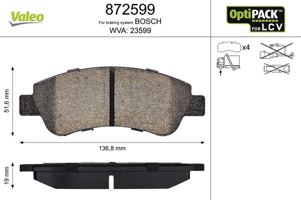 Valeo 872599 - Brake Pad Set, disc brake www.autospares.lv