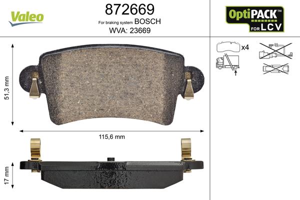 Valeo 872669 - Brake Pad Set, disc brake www.autospares.lv