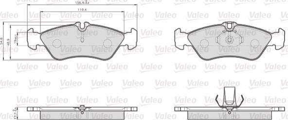 Valeo 872661 - Тормозные колодки, дисковые, комплект www.autospares.lv