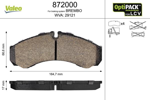 Valeo 872000 - Brake Pad Set, disc brake www.autospares.lv