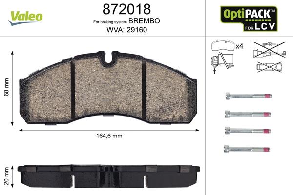 Valeo 872018 - Brake Pad Set, disc brake www.autospares.lv