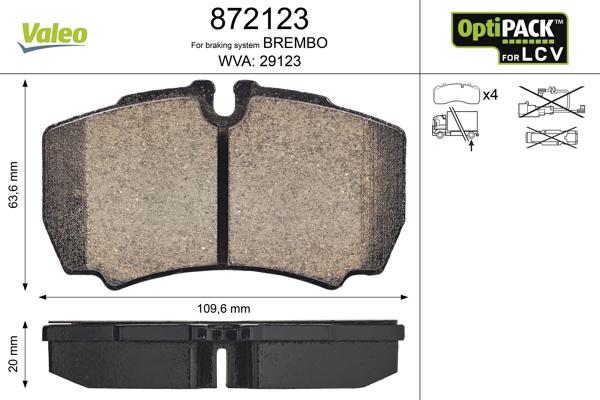 Valeo 872123 - Brake Pad Set, disc brake www.autospares.lv