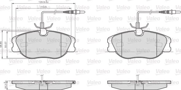 Valeo 872801 - Bremžu uzliku kompl., Disku bremzes www.autospares.lv