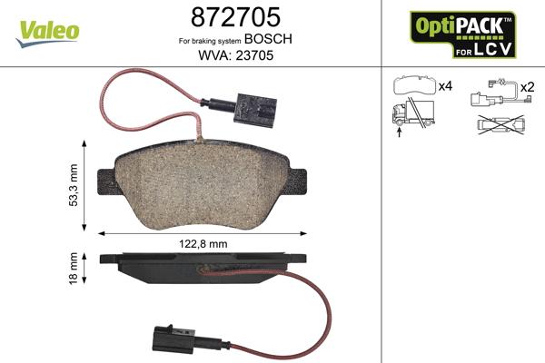 Valeo 872705 - Brake Pad Set, disc brake www.autospares.lv