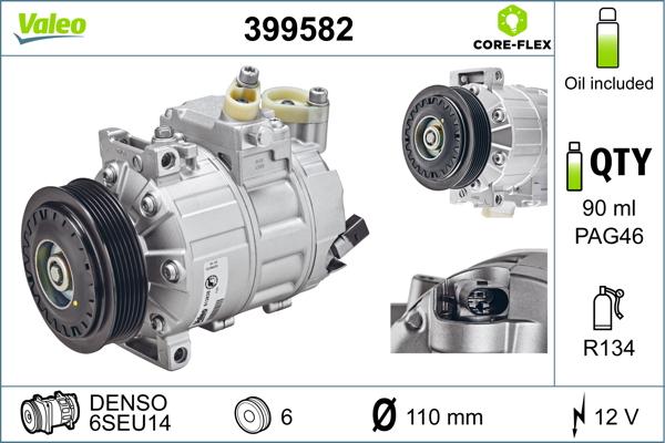 Valeo 399582 - Kompresors, Gaisa kond. sistēma autospares.lv