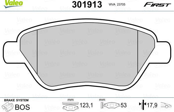 Valeo 301913 - Bremžu uzliku kompl., Disku bremzes www.autospares.lv