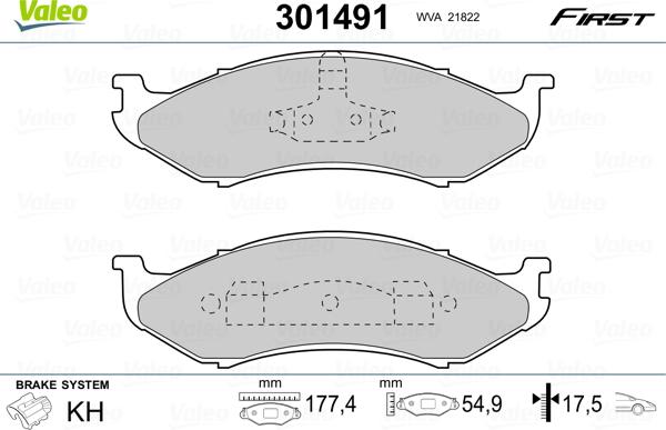 Valeo 301491 - Bremžu uzliku kompl., Disku bremzes www.autospares.lv