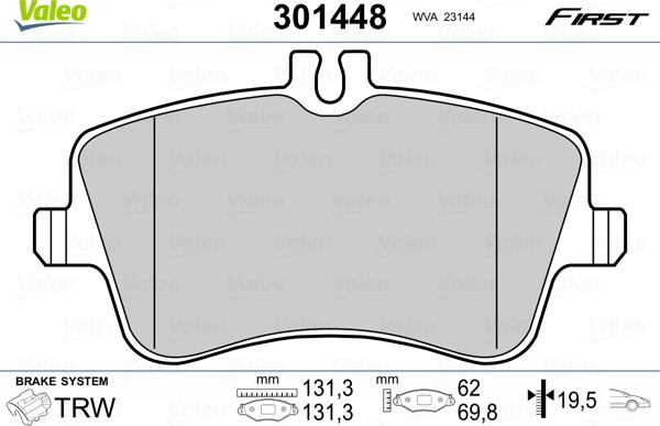 Valeo 301448 - Bremžu uzliku kompl., Disku bremzes www.autospares.lv