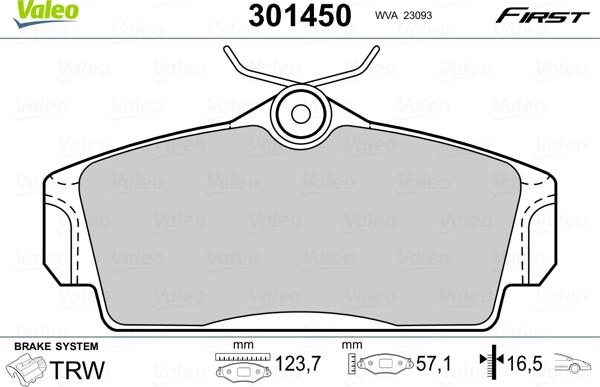 Valeo 301450 - Bremžu uzliku kompl., Disku bremzes www.autospares.lv