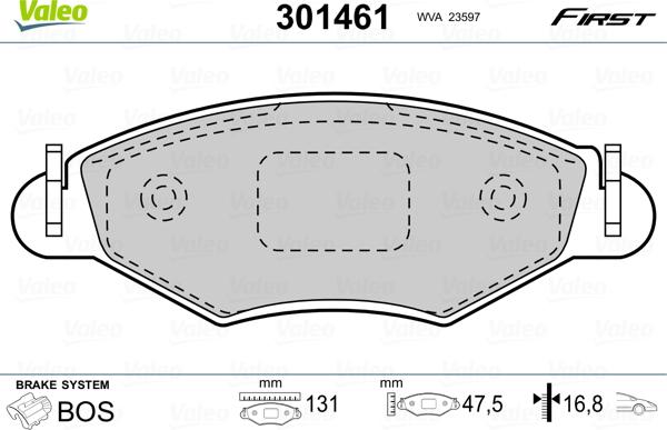 Valeo 301461 - Тормозные колодки, дисковые, комплект www.autospares.lv