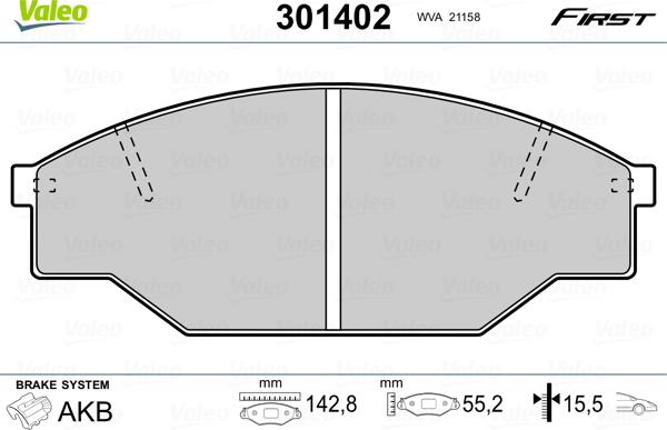 Valeo 301402 - Bremžu uzliku kompl., Disku bremzes www.autospares.lv