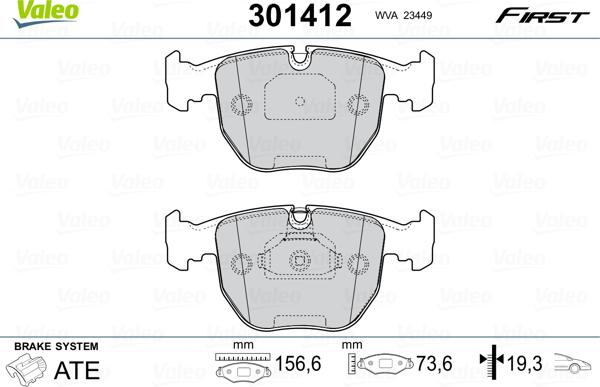 Valeo 301412 - Brake Pad Set, disc brake www.autospares.lv