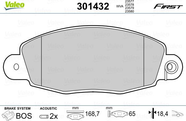 Valeo 301432 - Bremžu uzliku kompl., Disku bremzes www.autospares.lv